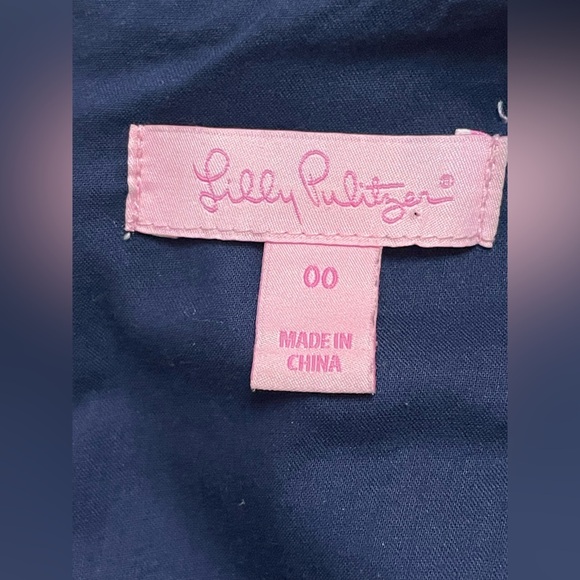 Lilly Pulitzer Navy White Gold Augusta Shift Blue with Lace Trim Cocktail Dress - Picture 13 of 14